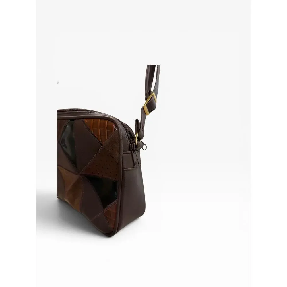 Vintage Y2K Patchwork Crossbody Leather Colored‎ Patchwork Purse and Wallet